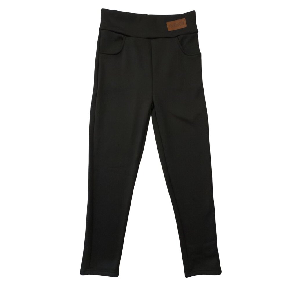 Fleece Lined Leggings Size Large Black High Rise Pockets Winter Warm Athleisure
